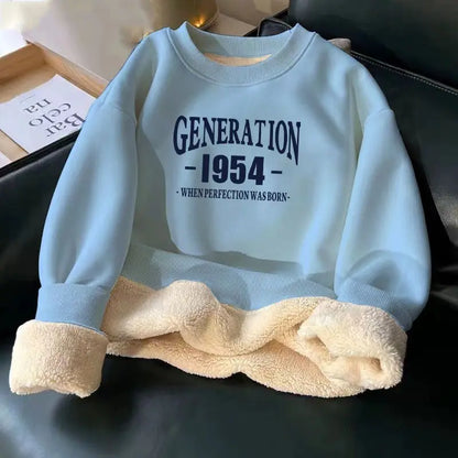 Women Hoodies Sweatshirt Letter Printing Lamb Velvet Thickened Street Warm Pullover Loose Crewneck Brown Hoodies Woman Clothing.