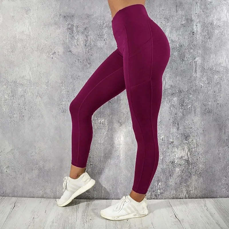Yoga Fitness Women Leggings High Waist Tights with Pocket Gym Workout Running Stretchy Sexy Butt Liftting Casual Skinny Pants.