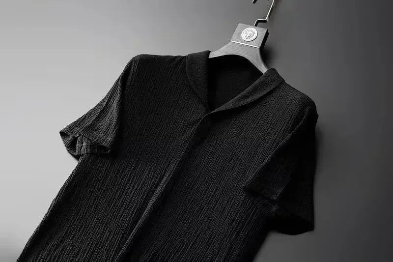 Summer Ultra-thin Five-piece Ice Silk Linen Suit Men's Cotton Linen 2-piece Set Loose-fit Mid-sleeve T-shirt Sports Wear.