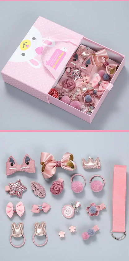 18 Pieces Baby Hair Accessories Princess Headdress Girls Headband Children Barrettes Headband Gift Set Box.