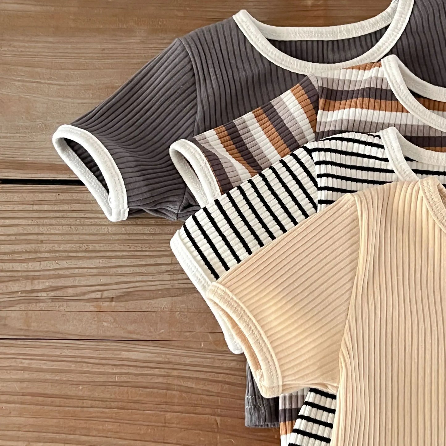 Korean Version Summer Kids Baby Girls Boys Short Sleeve Striped Top Tees +shorts Pants Infant Cute Pure Cotton Clothing Set