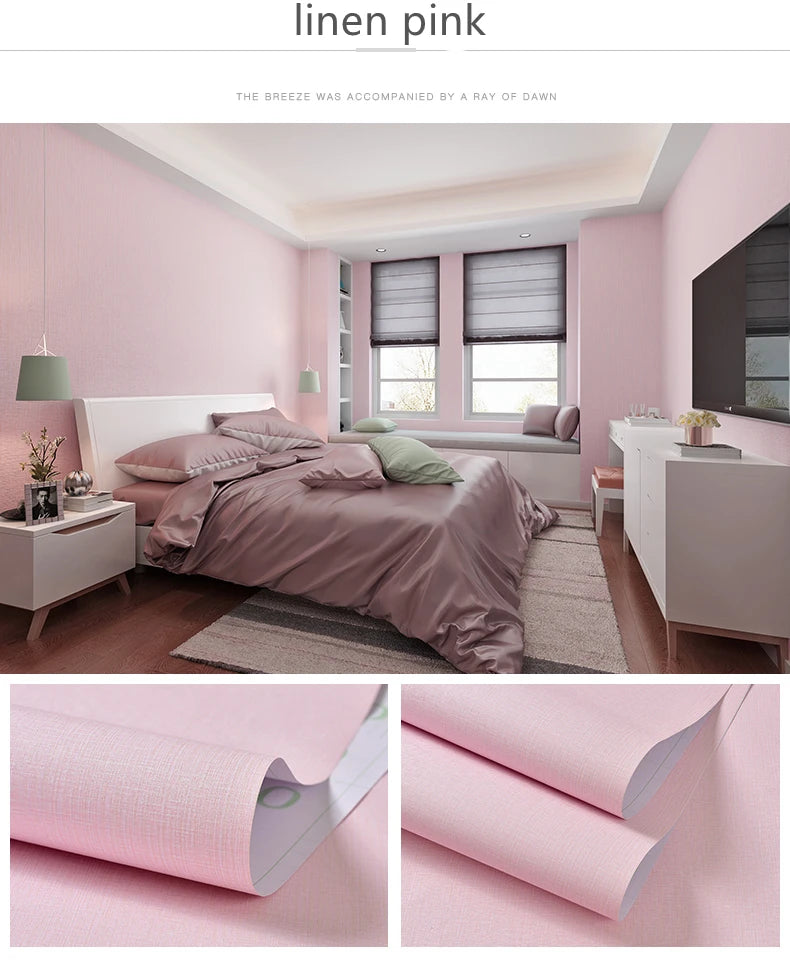 Selbstklebende Tapete, wasserdicht, einfarbig, Leinenmuster, Wohnzimmer, Schlafzimmer, Zimmer, Schrank, Dekoration, Aufkleber