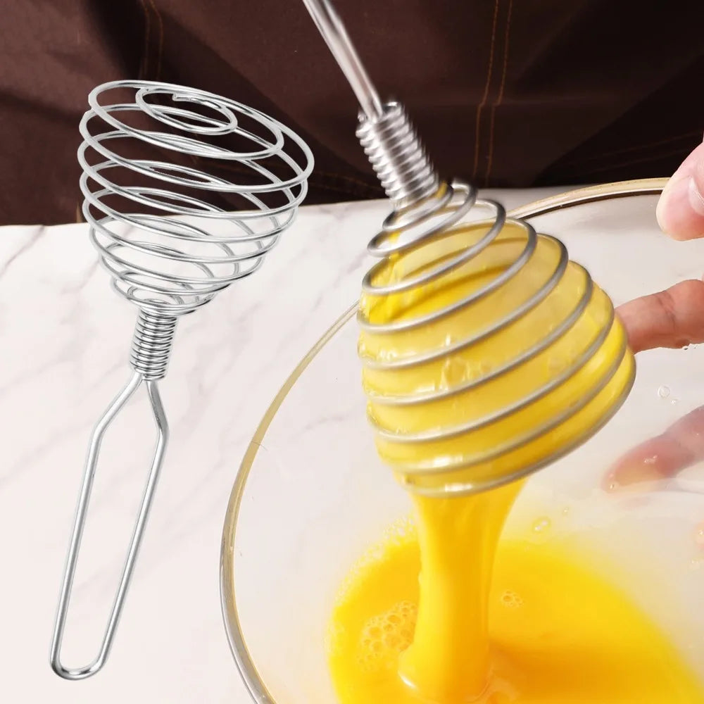 New Stainless Steel Manual Press Type Egg Beater Creative Honey Spoon Mixer Milk Jam Stirring Spoon Kitchen Baking Cooking Tools.