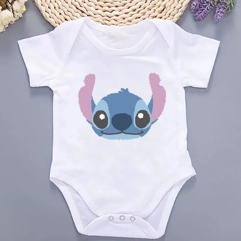 Sommer-Babykleidung mit Kawaii-Stich-Aufdruck, 100 % Baumwolle, Neugeborenen-Bodys und Einteiler für Jungen und Mädchen.
