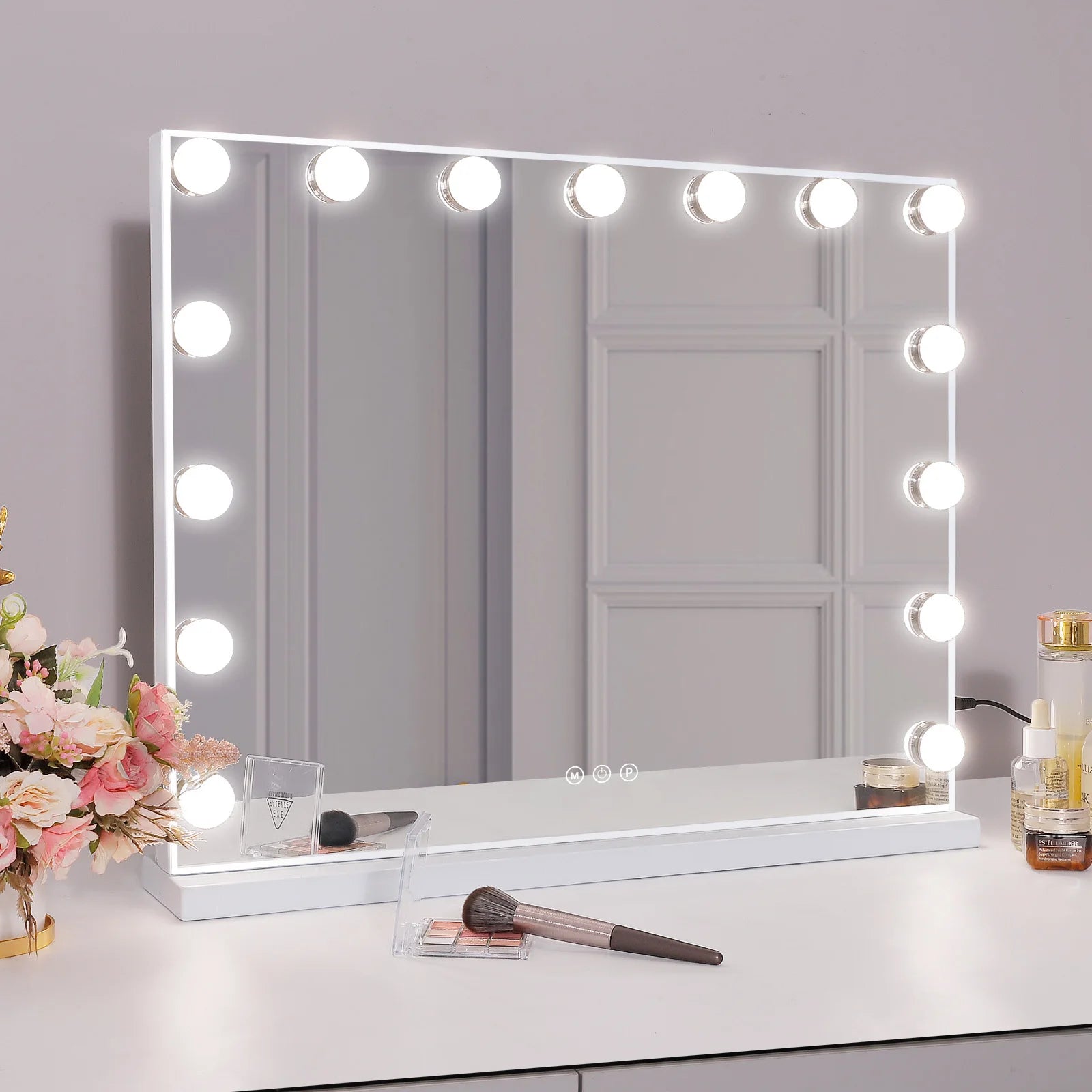 FENCHILIN Vanity Mirror with Lights Hollywood Lighted Makeup Mirror with 15 Dimmable LED Bulbs for Dressing Room Tabletop.