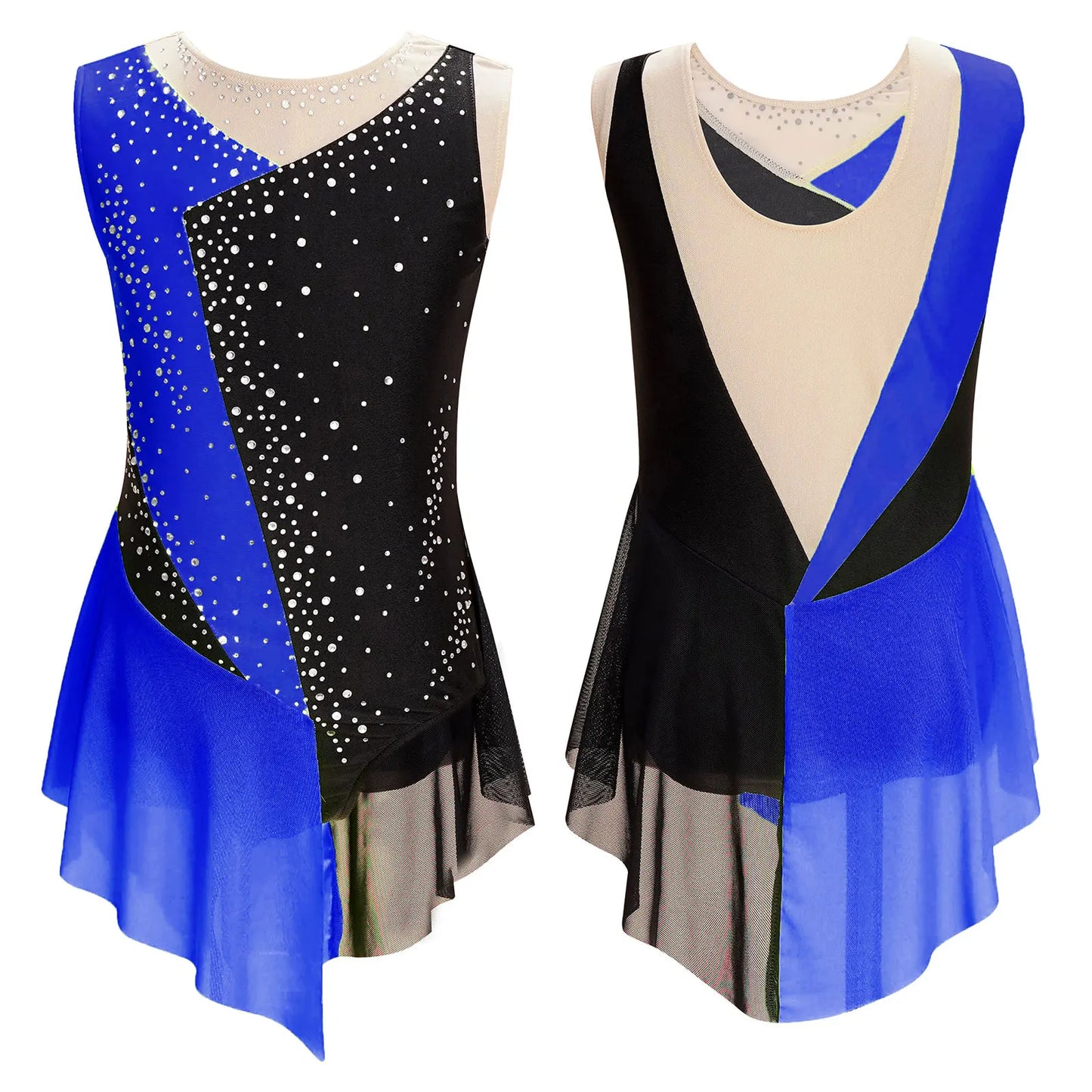 6-16Y Mädchen Ärmelloses Eiskunstlauf Trikot Kleid Ballett Rhythmische Gymnastik Lyrical Dance Body Bühne Leistung Dancewear