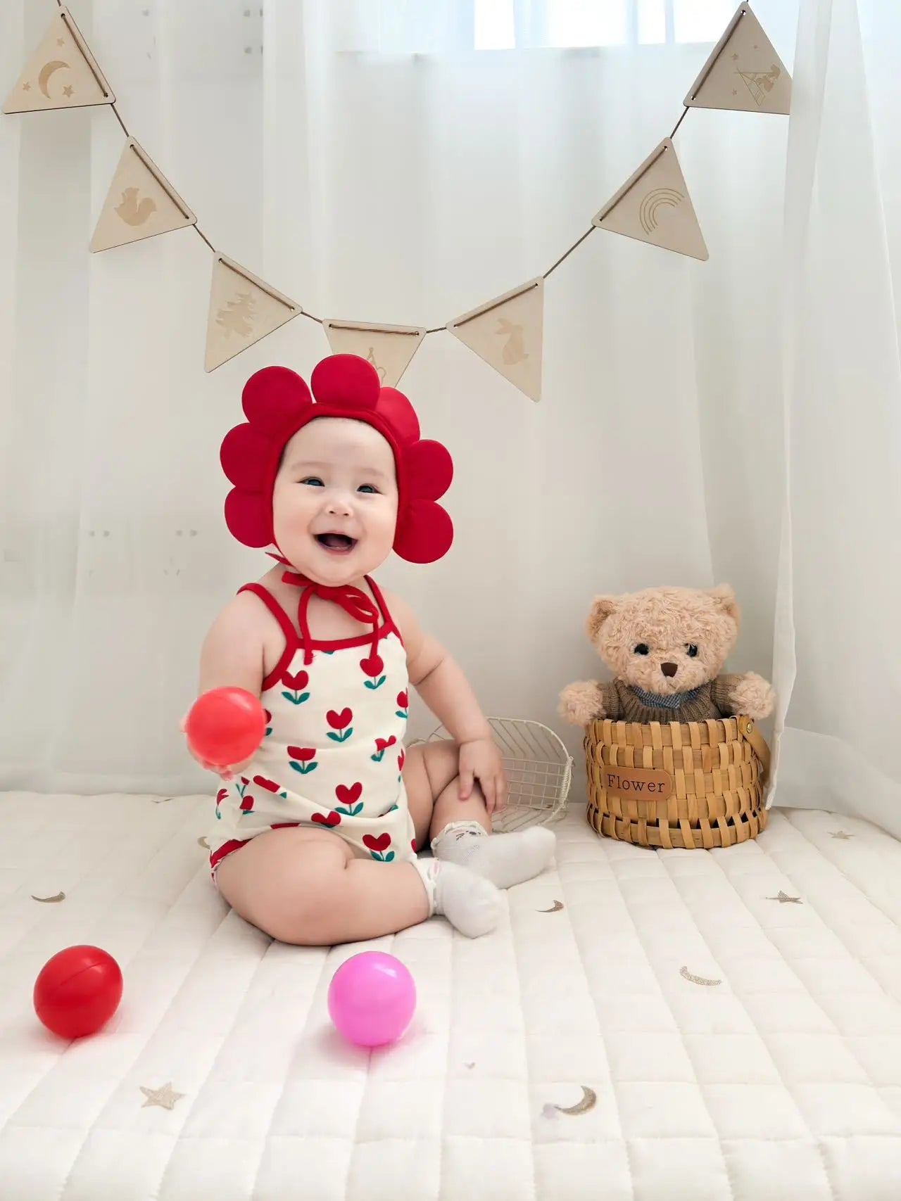 Baby Ein Stück Kleidung 2025, Sommer Koreanische Baby Body Ins Blume Voll Gedruckt Baby Sling Klettern Kleidung Mit Hut.