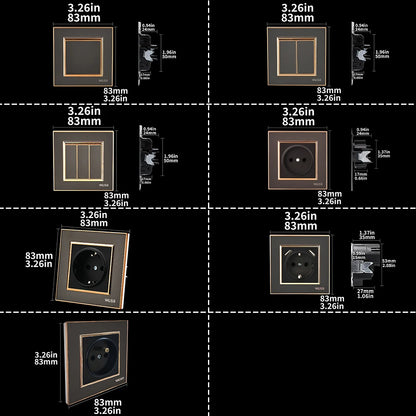 WESA EU-Standard-Spiegel-Acryl-Wandsteckdose, schwarze, flammhemmende Panel-Steckdose, 16 A, Steckdose, keine Standard-Erdung.