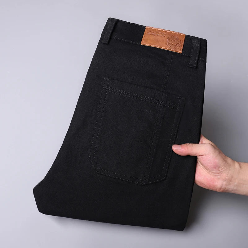 Spring and Autumn Men's Multi-Pocket Design Jeans Fashionable and Versatile White Khaki Red Comfortable Stretch Denim Pants