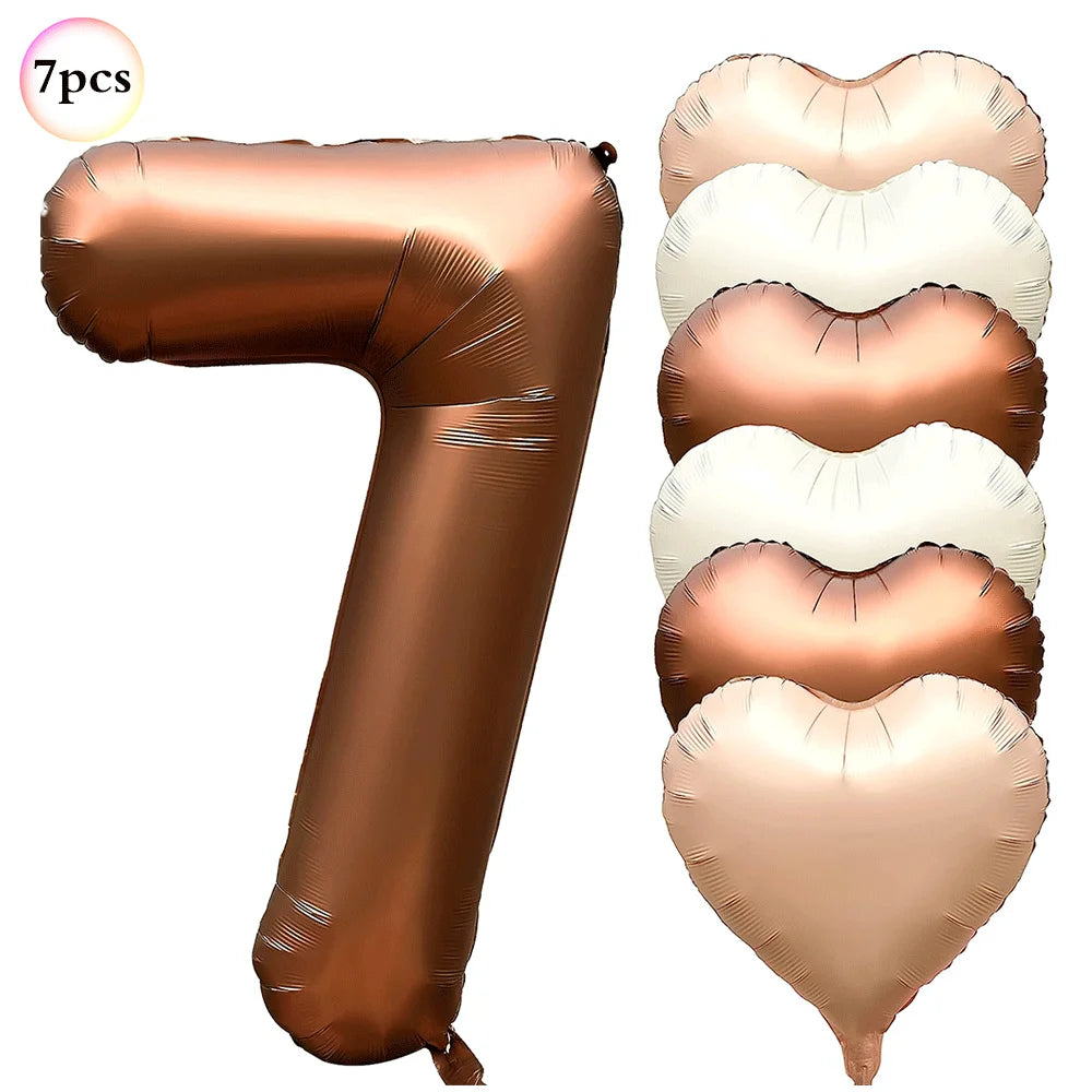 40in Cream Big Number Balloon 18in Three Color Love Foil Helium Balloons Aldult Birthday Set Boys Girls 1st Birthday Decorations