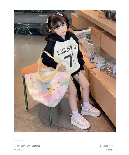 Kids Princess Shoes Thick Soft Sole Trendy Girls Sports Shoes Sweet Embroided 2024 New Fashion Children Sneakers with Flowers.