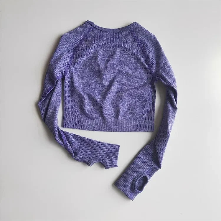 Seamless Shirts Crop Top Long Sleeves Shirts for Women Sports Fitness Gym Clothing Workout Tops Sports Shirts.