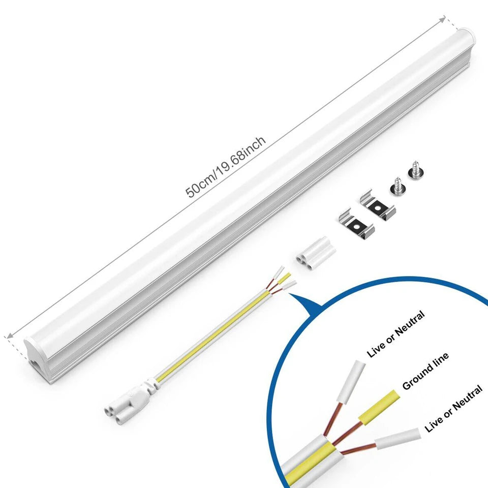 Energy Saving T5/T8 15W/25W LED Tube AC220V Fluorescent Tube Bulb for Shop Exhibition Halls Lighting,EU US Plug Connect Wire.