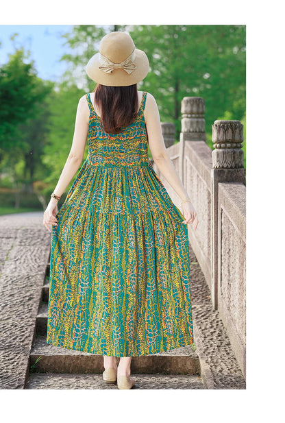 Neue Mode Lässig 2025, Sommer Elegante Kleider Für Frauen Oansatz Druck Vintage Ärmelloses Kleid Lose Frauen Kleidung