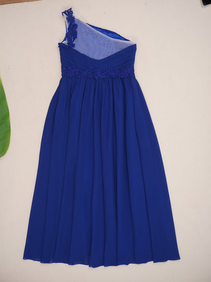 Mädchen Hochzeit Brautjungfer Kleid One Shoulder Elegante Guipure-Spitze Geraffte Chiffon Maxi Party Kleider Geburtstag Abend Abendkleid