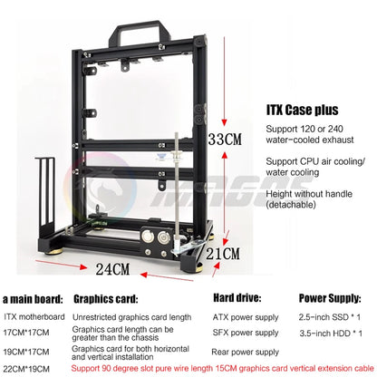 Open Computer Chassis DIY Creative Aluminum Frame Air Water Cooler 360 MOD ATX/ ITX / MATX Frame Desktop Case