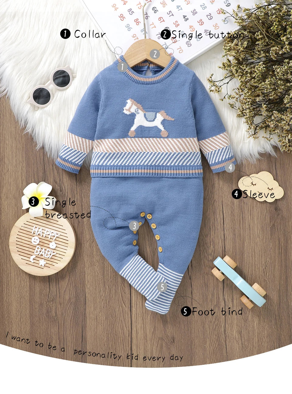 Baby Strampler Blau Langarm Stricken Neugeborenen Jungen Overalls Playsuits Herbst Winter Infant Unisex Outfits Ein Stück Kinder Kostüme.