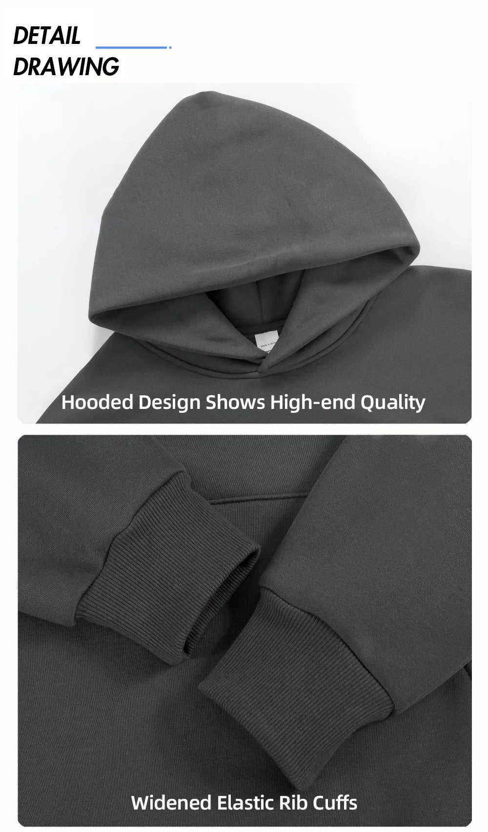 16.9oz 480gsm Heavy Weight Cotton Plus Velvet Hooded Sweater Men Thickened Tight Polar Fleece Pullover Hoodie Women Sweatshirt.