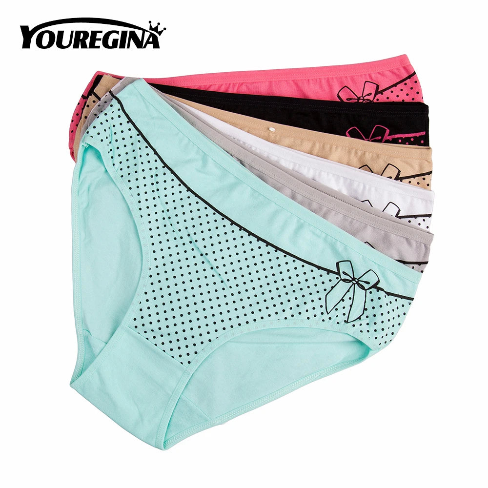 Women Panties Cotton Plus Size High Waist Print Panties Women's Floral Lingerie Briefs Ladies Under Wear 6 pcs/set.