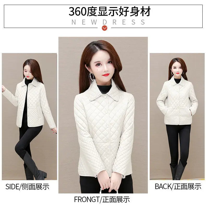 Herbst Winter Frauen Midi Plaid Stepp Mäntel Mode Weibliche Koreanische Kleidung Neue Feste Beiläufige Verdicken Warme Langarm Jacken.