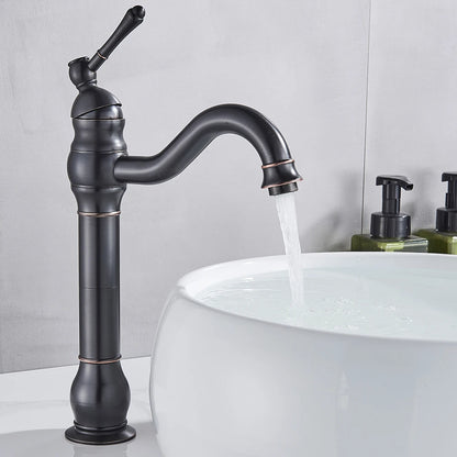 Antique Brass Basin Vessel Sink Faucet Deck Mounted One Hole Cold Hot Water Cold Hot Mixer Tap Bathroom Faucet