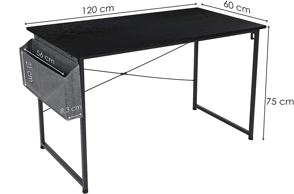Homfa Schreibtisch, PC-Tisch, 120 x 60 cm, Desktop-Computertisch mit Aufbewahrungstasche, Laptop-Tisch, Schulmöbel, kommerzielle Belastung, 100 kg