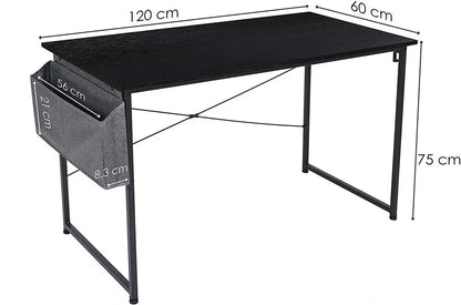 Homfa Schreibtisch, PC-Tisch, 120 x 60 cm, Desktop-Computertisch mit Aufbewahrungstasche, Laptop-Tisch, Schulmöbel, kommerzielle Belastung, 100 kg