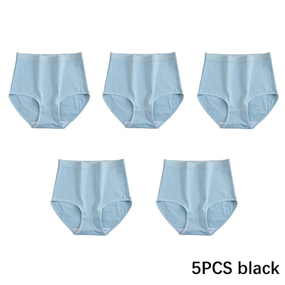 FallSweet 5PCS/set Women’s Cotton Panties Seamless Plus Size Briefs Solid Underwear Soft Breathable Underpants Female Lingerie.