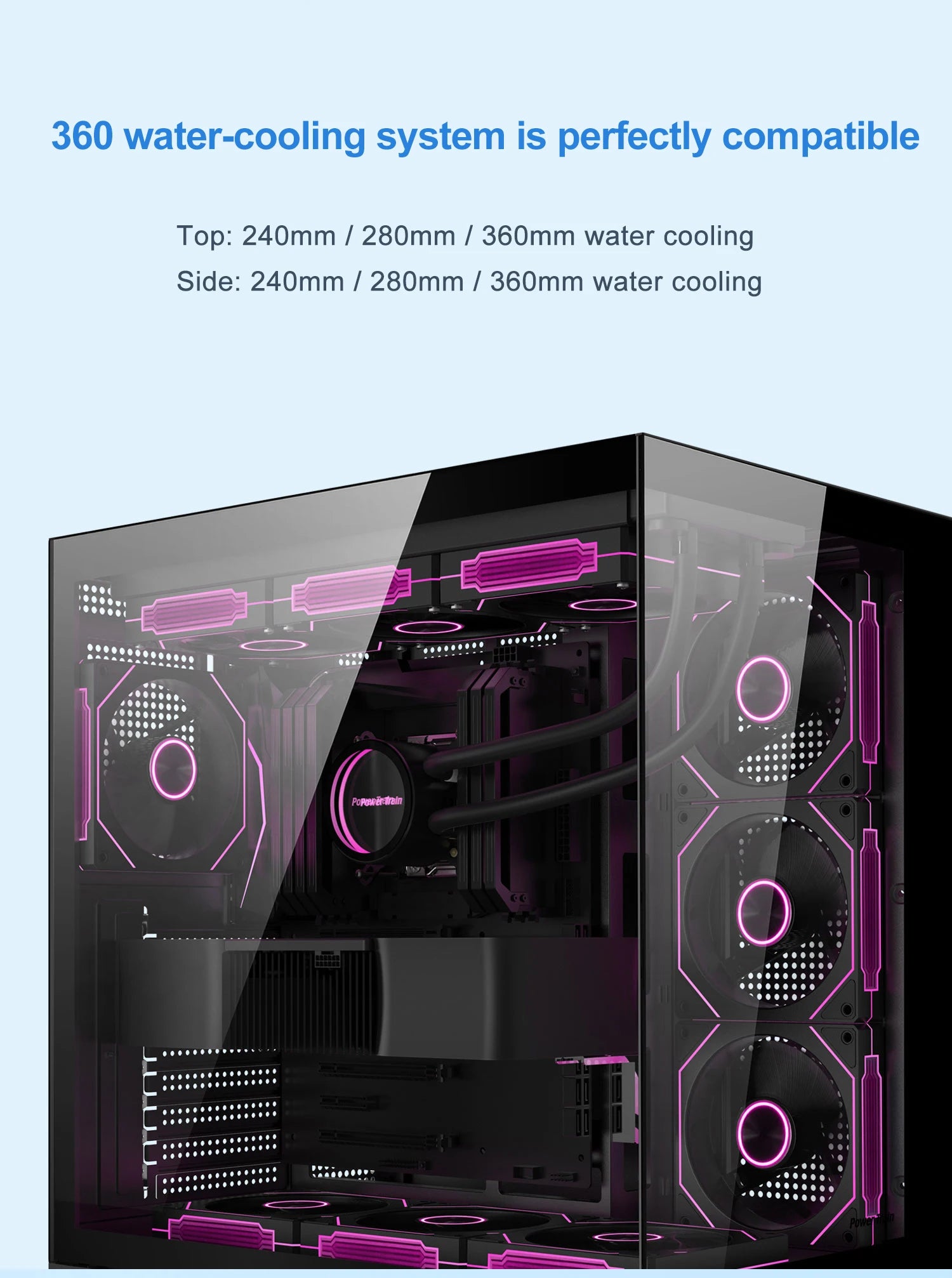 Power Train Dream PRO Seaview Room Chassis ATX Desktop MATX Glass Side Transparent 360 Water Cooled Game Console Computer Case.