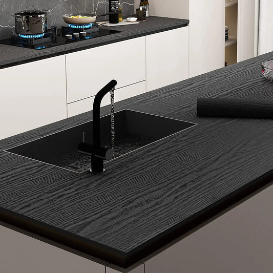 Schwarze Tapete mit Holzmaserung, selbstklebende Möbel, farbwechselnde Kleiderschrank-Aufkleber, Heimdekorationsmaterialien und -zubehör