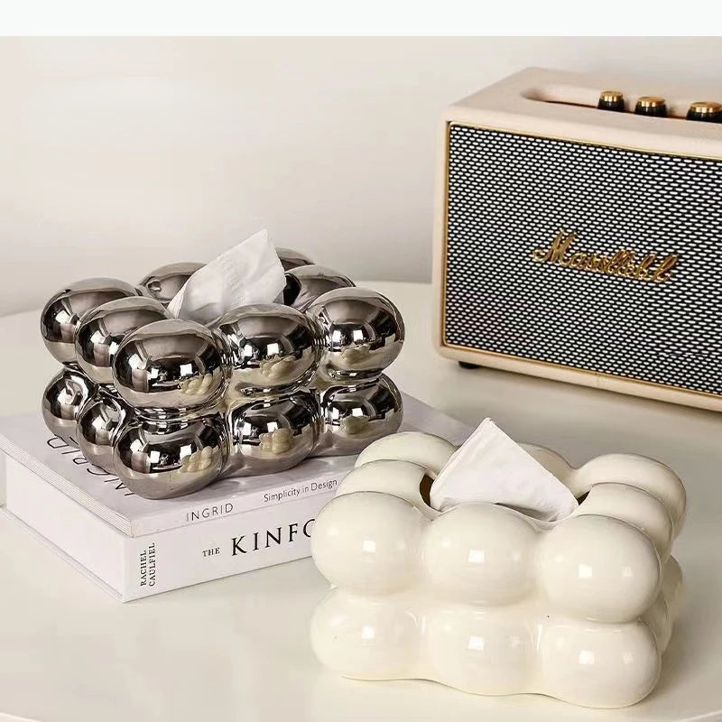 Ceramic Tissue Box Candy Drawer Napkin Paper Drawer Tray Household Storage Dining Table Tissue Box.