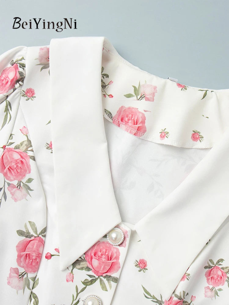 Beiyingni Neue In frauen Kleid Elegante Französisch Mode Schlank Kurzarm Mini Kleider Weibliche Rüschen Tasten V-ausschnitt Kurze Vestido.