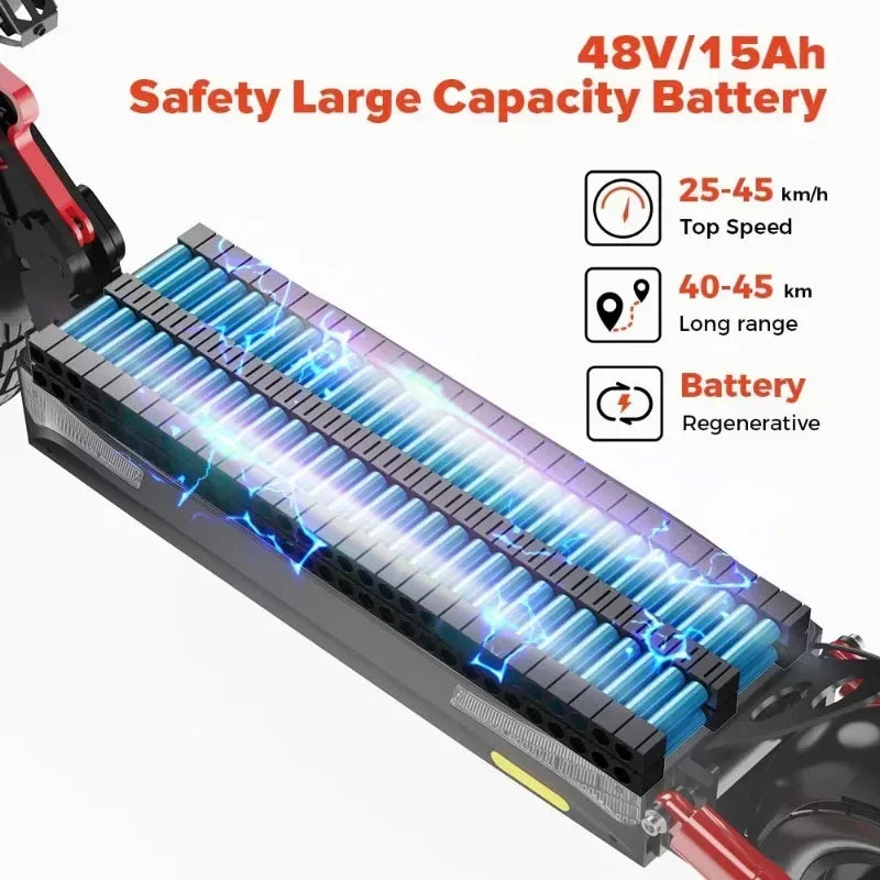 ISCOOTER IX4 Electric scooter 800W motor 48V15AH lithium battery, 10-inch off-road tires, adult foldable electric scooters.