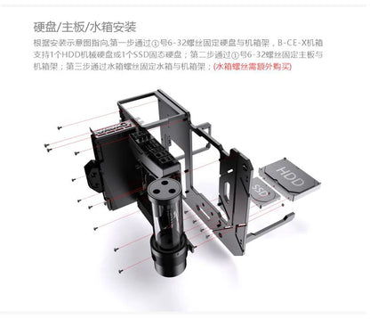 Granzon B-CE-X Open Frame Chassis Distro Plate Water Cooling Computer Case Vertical Horizontal, DIY Display.