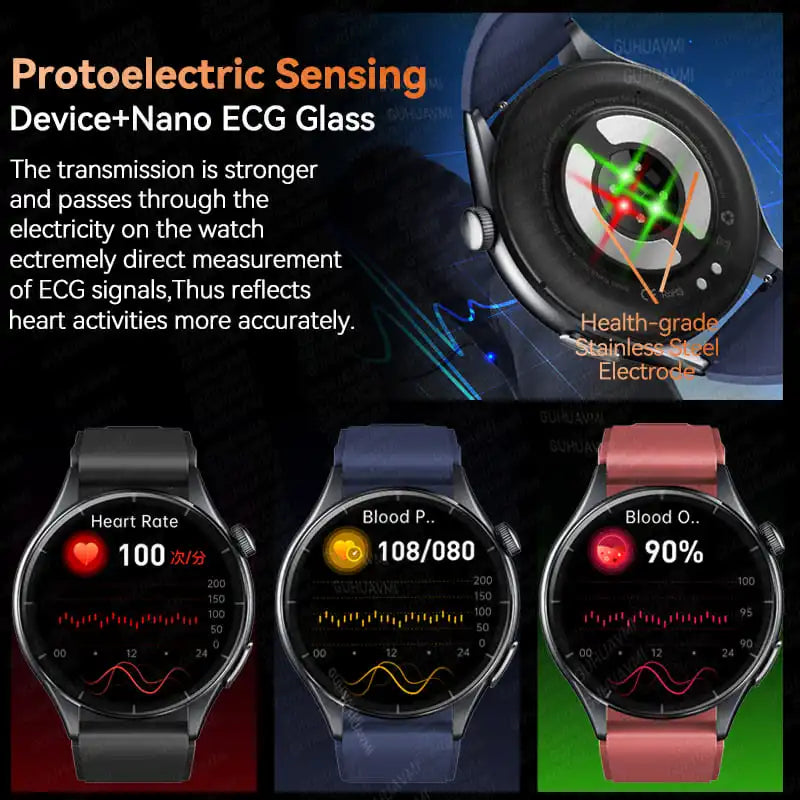 2025 New ECG+PPG Health Diagnosis Smartwatches Men Women Clock Uric Acid Lipid BP Heart rate Tracker NFC Sports Smart Watch IOS.