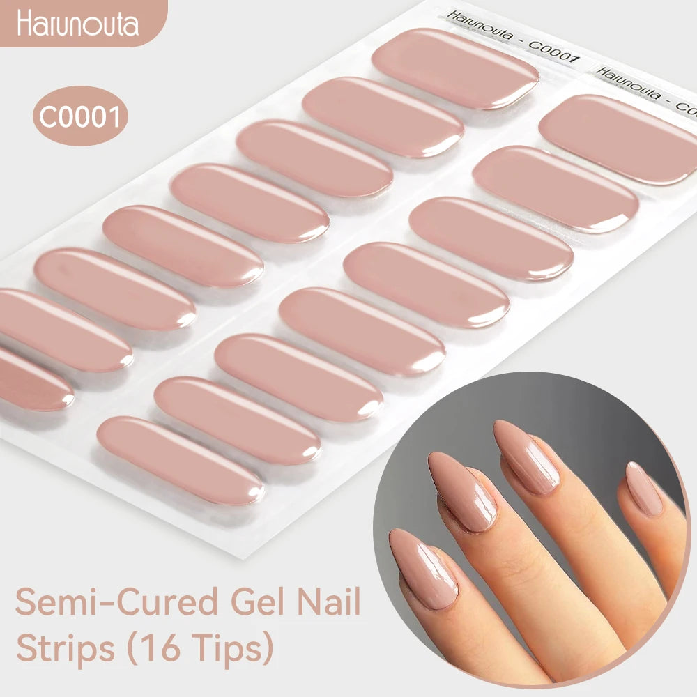 Harunouta Gradient Semi Cured Gel Nail Sticker Long-Lasting UV Nail Sticker UV/LED Extension Gel Nail Foil Gel Polish Full Cover.