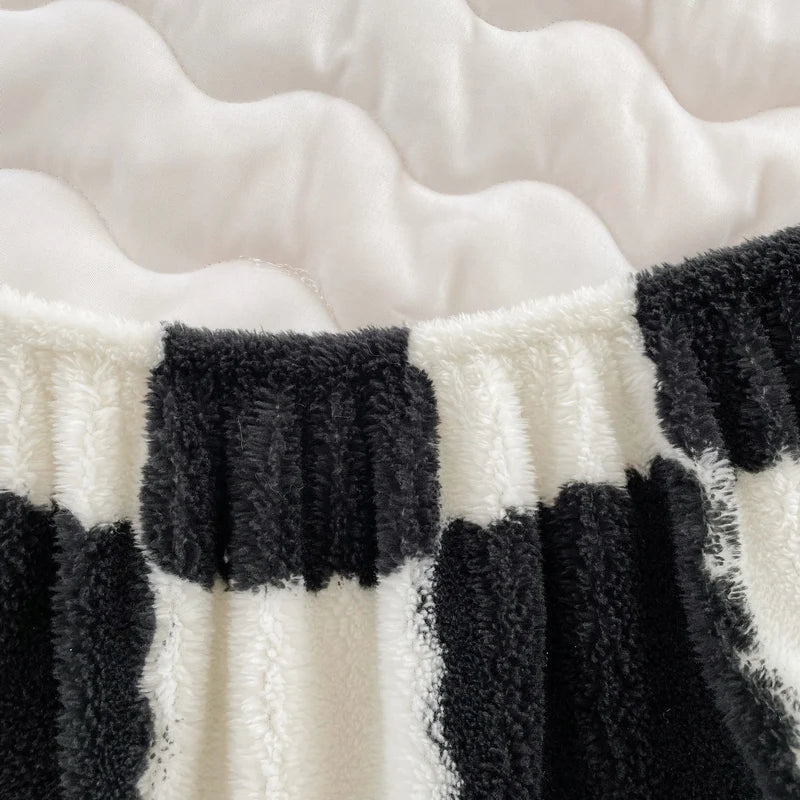 WOSTAR Winter warm coral fleece mattress protector cover fluffy plush plaid print elastic fitted sheet bed protection pad 90x200.