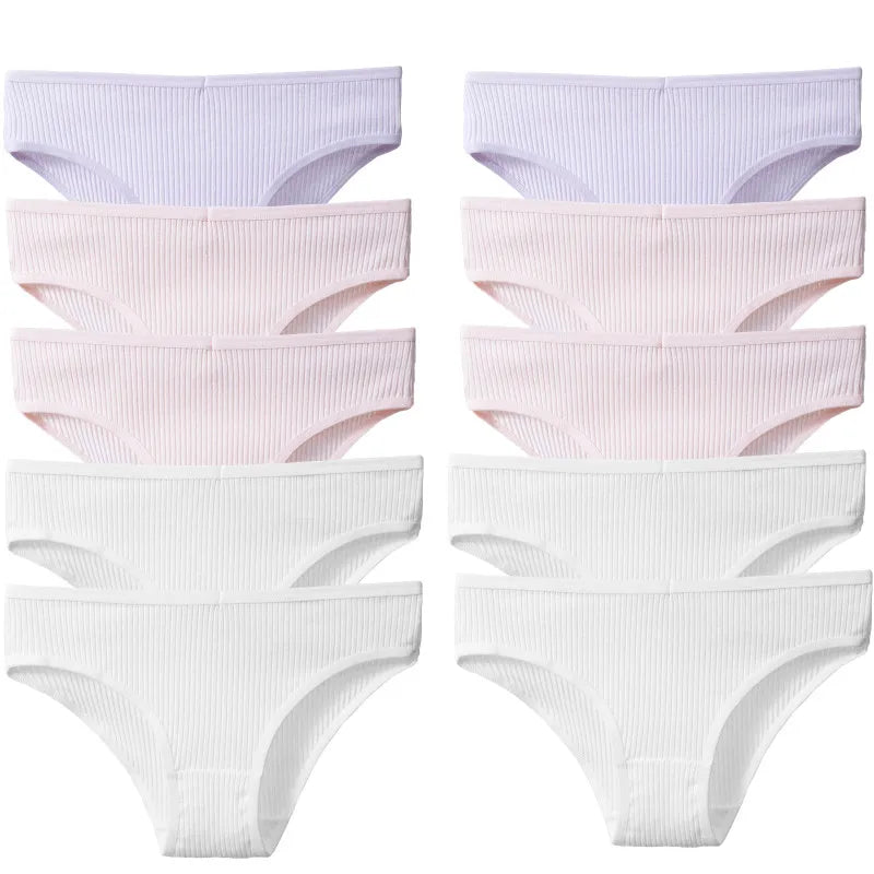 BZEL 10PCS/Set Women's Panties Sexy Breathable Underwear Comfortable Lingerie Cotton Striped Briefs Fashion Cozy Underpants Sale