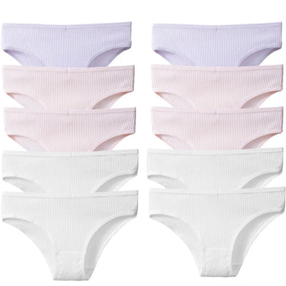 BZEL 10PCS/Set Women's Panties Sexy Breathable Underwear Comfortable Lingerie Cotton Striped Briefs Fashion Cozy Underpants Sale