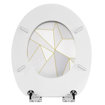 O-förmiger Toilettensitz, verstellbare Scharniere, Toilettendeckel mit Motiv, Soft-Close-Mechanismus für Badezimmer