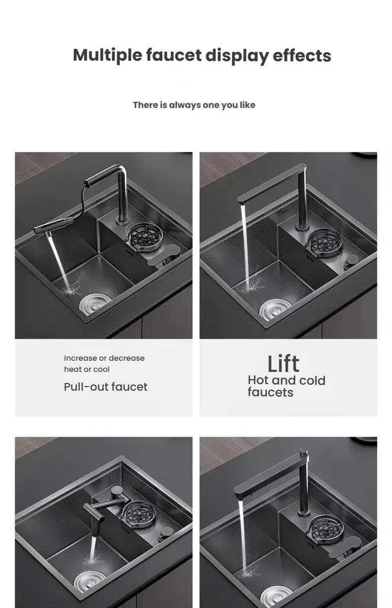 Household Small Hidden Kitchen Sink Stainless Steel Bar Wash Vegetable Basin With Cover Plate and Cup Washer Mini Single Slot