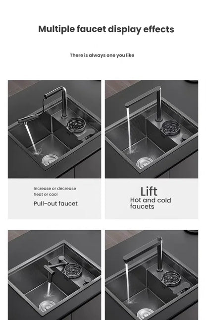 Stainless Steel Small Hidden Kitchen Sink Household Bar Wash Vegetable Basin Mini Single Slot With Cover Plate Cup Washer