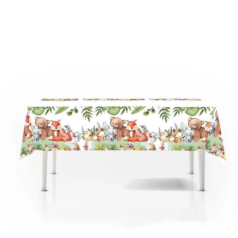 Woodland Tier Dschungel Wald DIY Party Dekoration Teller Tasse Tischdecke Geburtstag Party Baby Dusche Kinder Geburtstag Party Supplies.