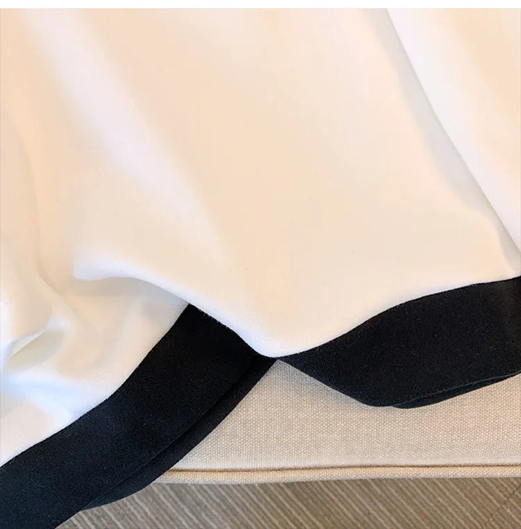 150kg plus size Damen büste Herbst Frühling lose einz eilige Hals Langarm Sweatshirt schwarz weiß 5xl 6xl 7xl 8xl 9xl.