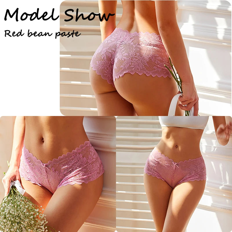 FINETOO 6Pcs Women Floral Lace Panties High Waist Brief Sexy Lingerie Panty Brazilian Underpants Femme Underwear Bikini Intimate.