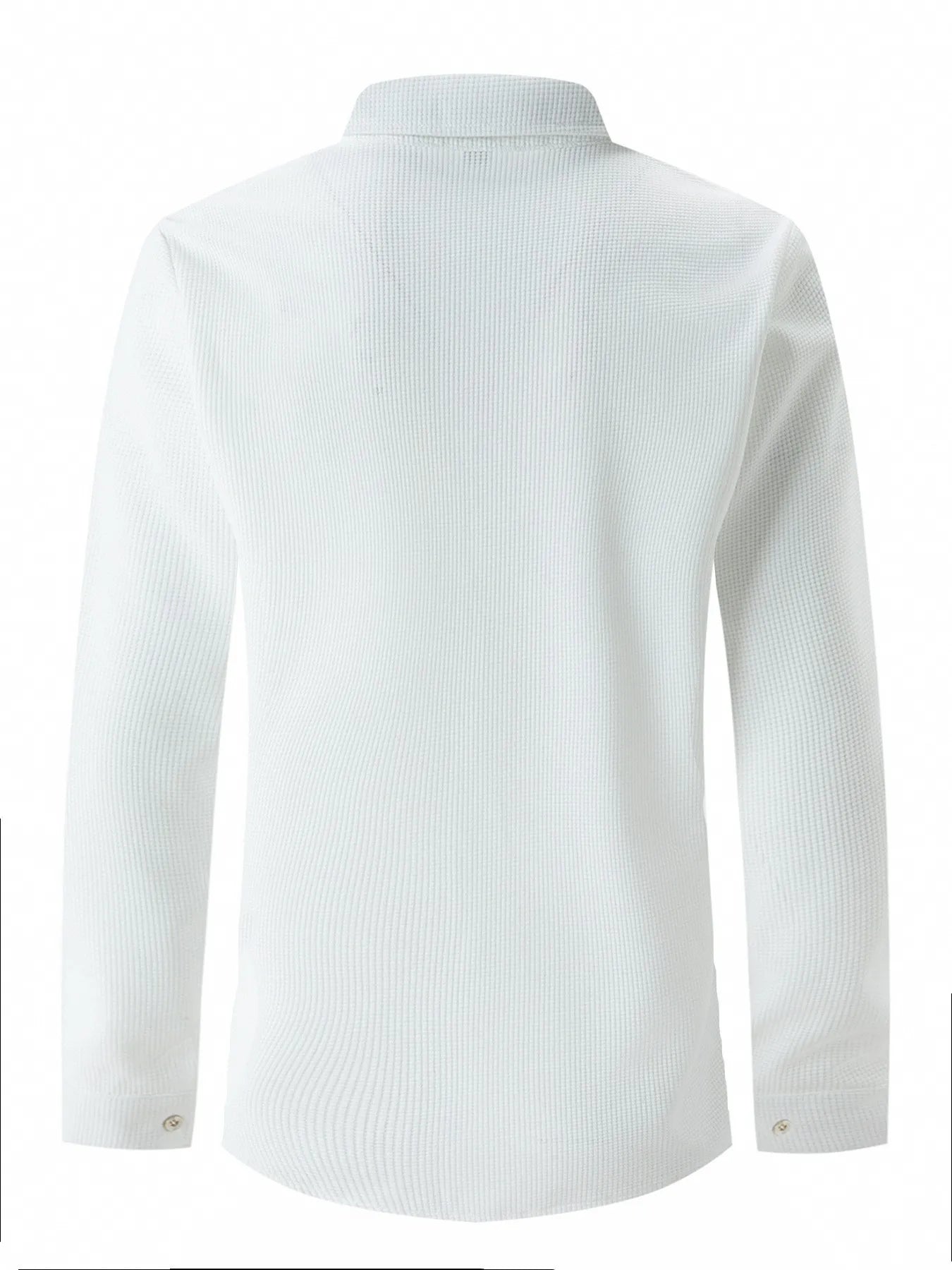 2025 Spring and autumn new men's daily casual waffle cardigan long-sleeved shirt two pants suit.