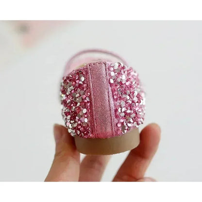 2025 Spring 1 to 12 years old girls dress shoes Beauty Pointed Toe Teen Girl Leather Shoes Bling Princess Wedding Shoes