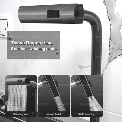 Household Digital Display Piano Button Waterfall Faucet Stainless Steel Kitchen Sink Large Single Bowl Multifunctional Wash Slot