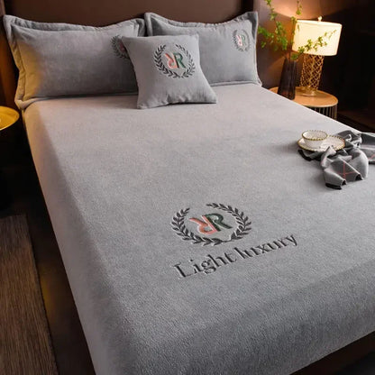Winter Plush Elastic Fitted Sheet Couple Double Bedspread on The Bed Linen Mattress Pad Cover 90 150 180x200 Warm Deep Pocket.