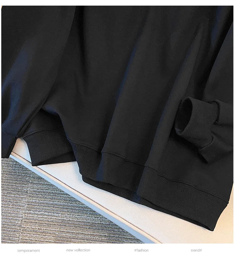 175 kg Übergröße Damen Büste 170 Herbst Lose Rundhals Langarm Diamant Schwan Sweatshirt Schwarz Weiß 5XL 6XL 7XL 8XL 9XL